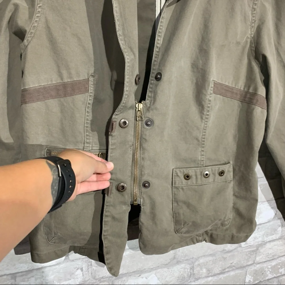 COLUMBIA WOMENS MILITARY STYLE COTTON JACKET BLAZER. OLIVE GREEN. SIZE LARGE. - Picture 4 of 8